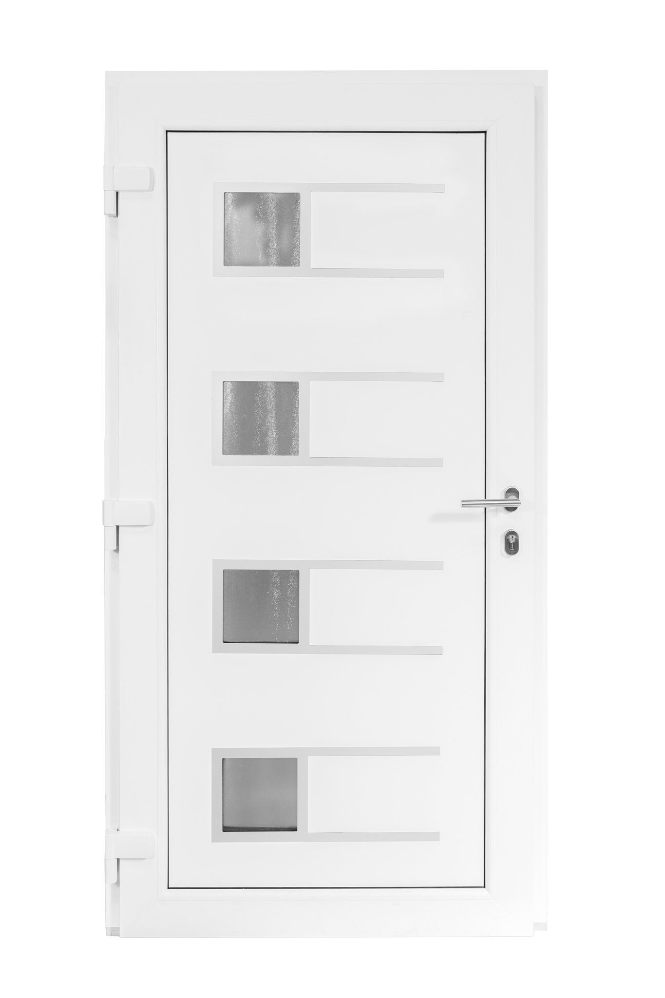 SN Deco Haustür Efraim mit Edelstahlstoßgriff/Türknopf, 980x2000 mm, Thermisch getrennte Alu-Bodenschwelle sowie Wetterschenkel