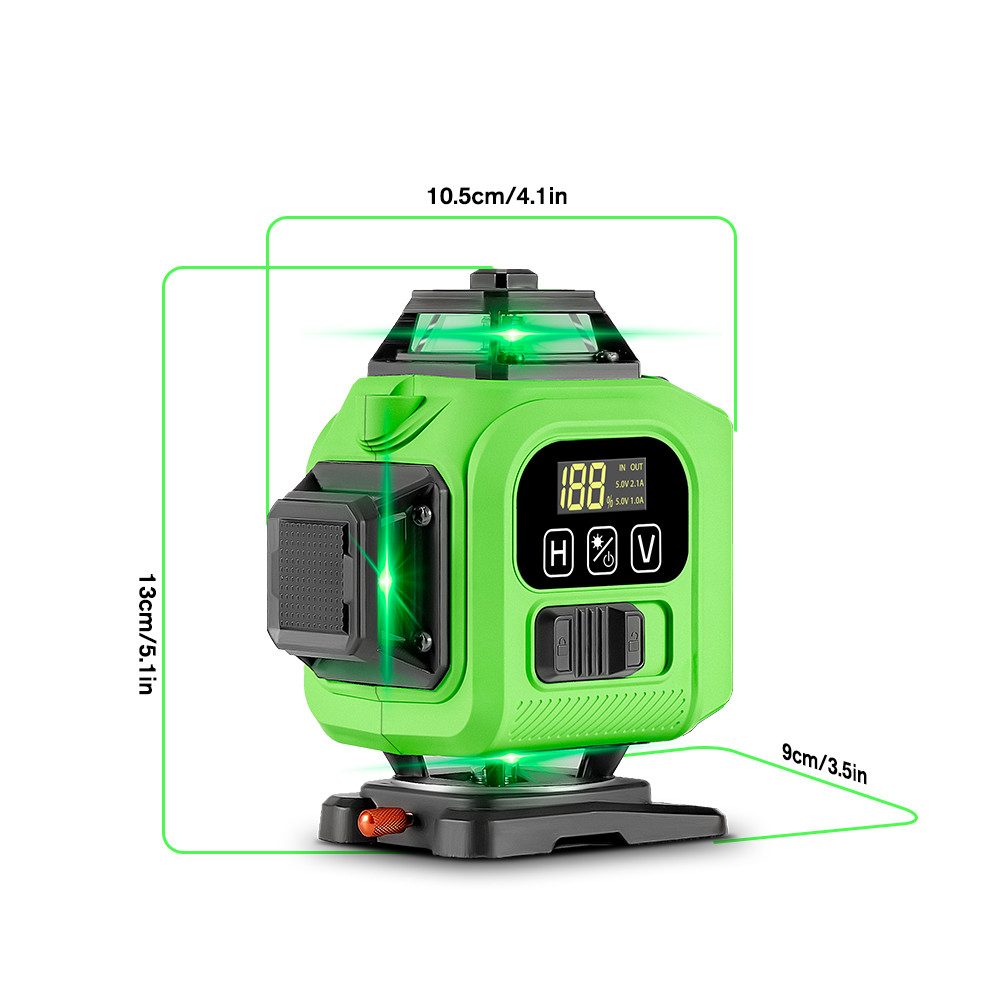 HGLINE Laserwasserwaage 4x360° Selbstnivellierend Laser Wasserwaage 16 Linien, mit Stativ 2x4800mAh Batterien & LED-Anzeige – Bild 3 von 5