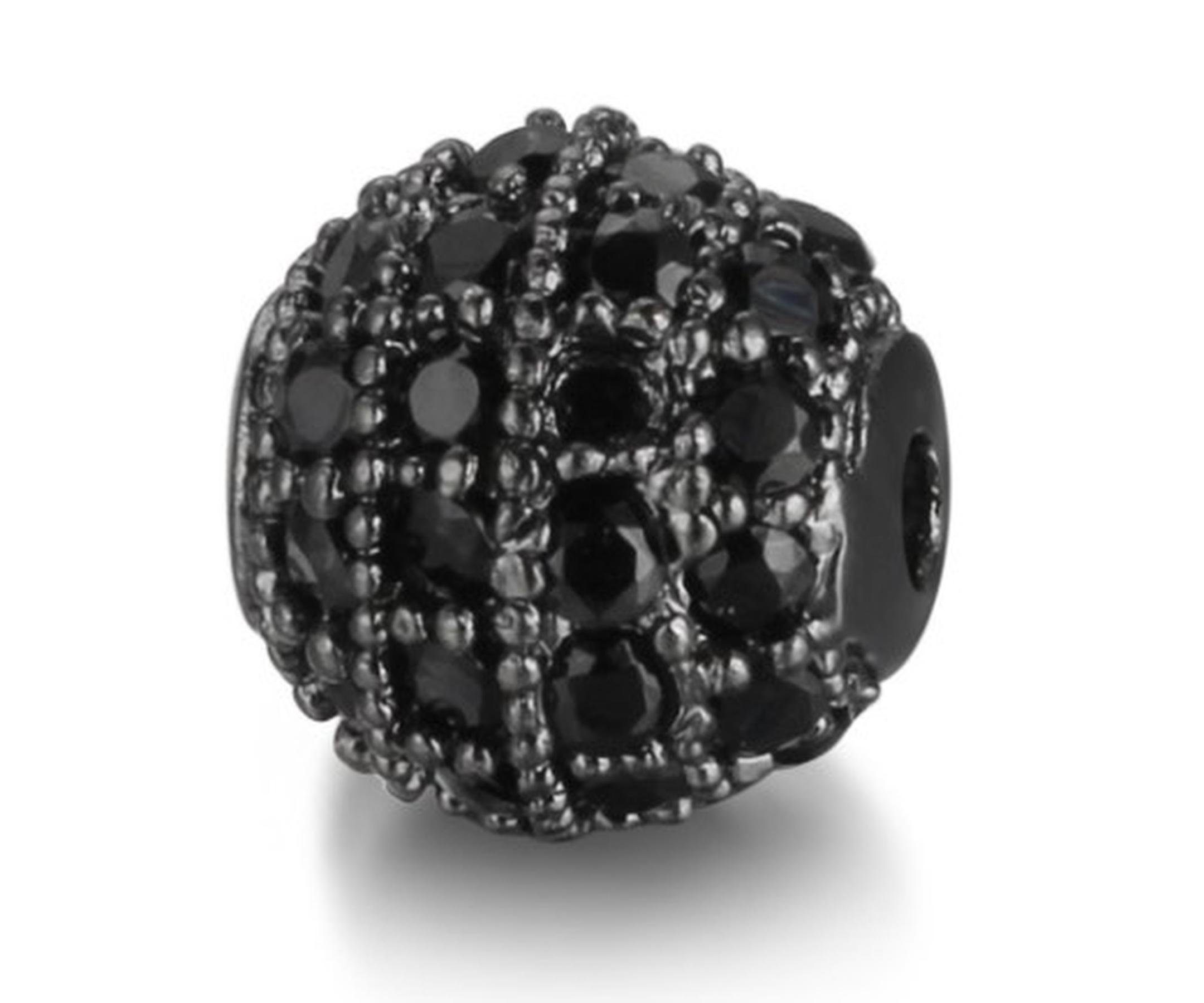 Kopper-24 Bastelperlen Schmuck-Perlen 3 Stück, Charm für Armbänder glitzernd, 5 mm, Schwarz, (3-tlg)