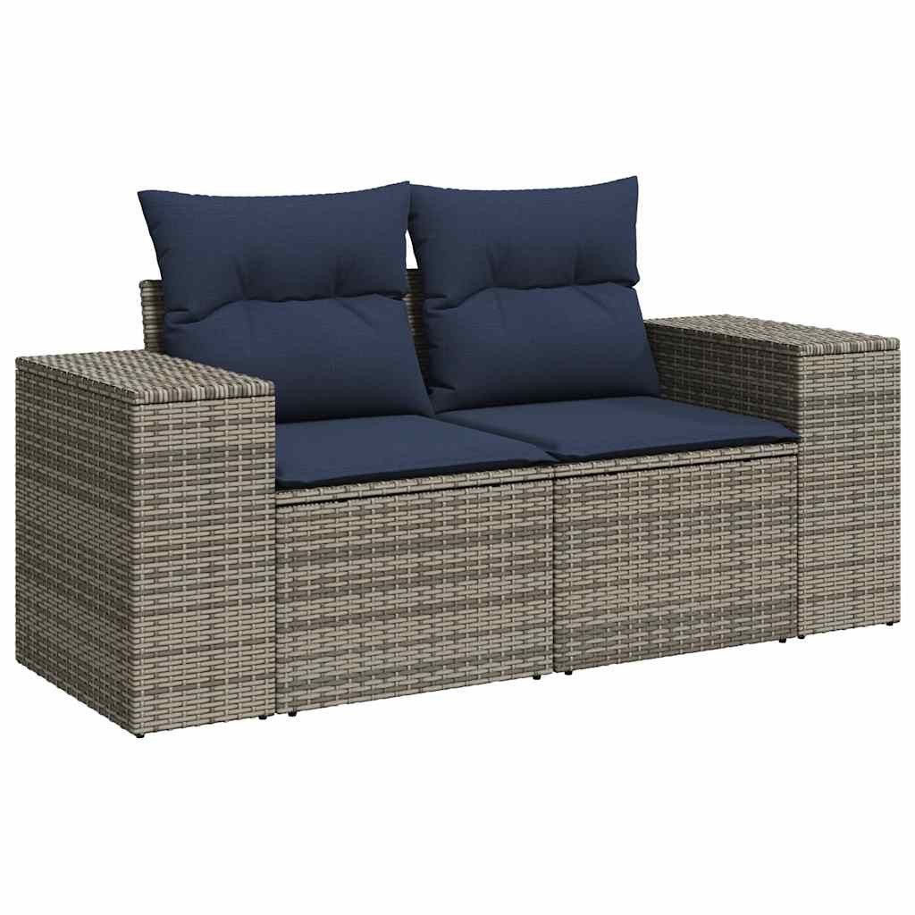 vidaXL Gartenlounge-Set 5-teiliges Gartensofa-Set mit Kissen, grau, Polyrattan, (1-tlg)