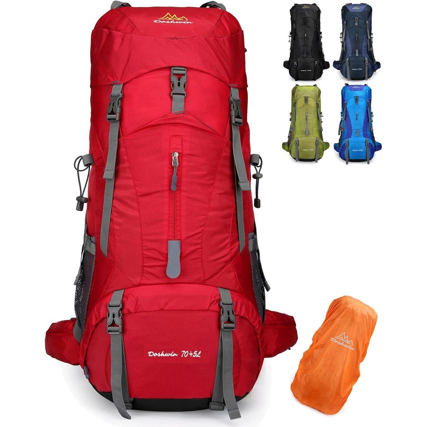 LuxusKollektion Trekkingrucksack 70L Campingrucksack Trekkingrucksack Wanderrucksack Rot Regenschutz