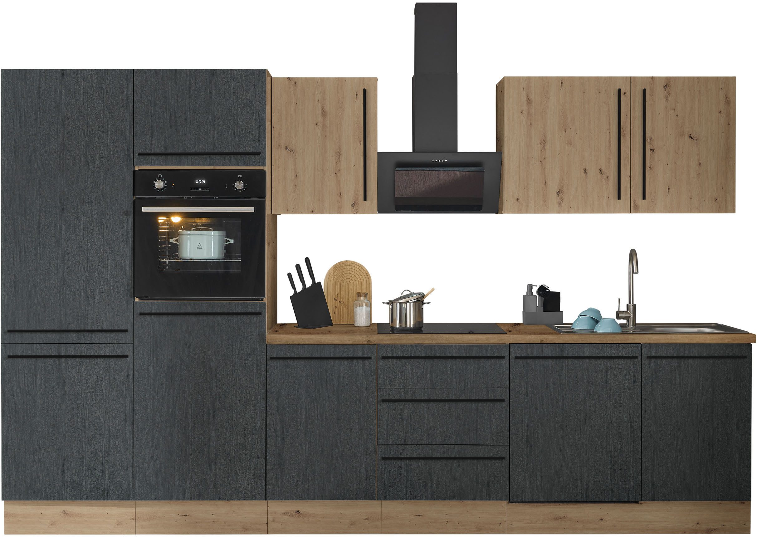 KOCHSTATION Кухниzeile Florida, Breite 340 cm, wahlweise mit E-Geräten,Softclose für Türen/Schubkästen