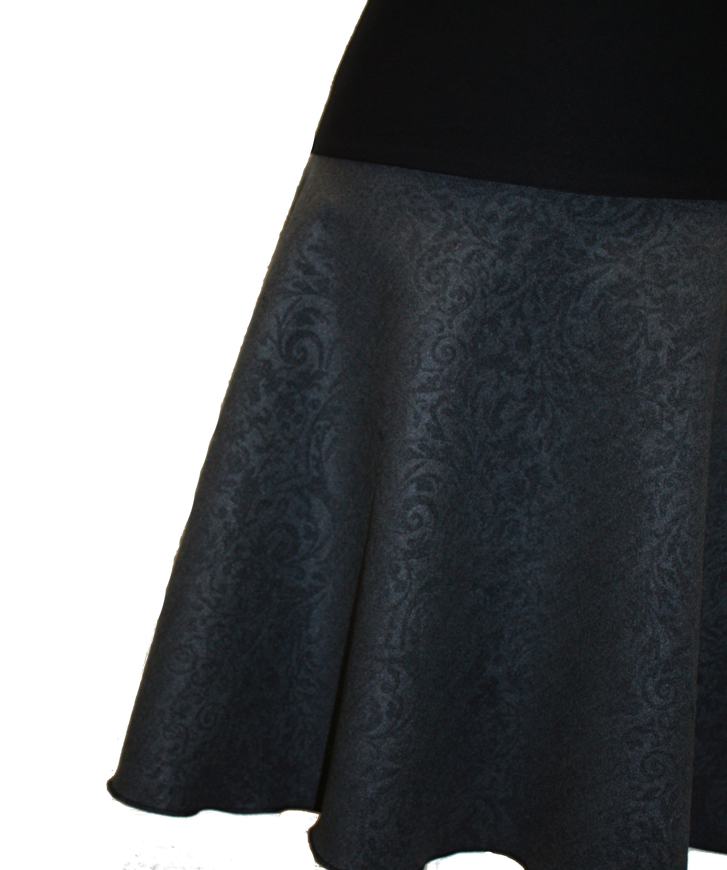 dunkle design A-Linien-Rock Wolle Loden Schwarz Weinrot Grau 57cm elastischer Bund