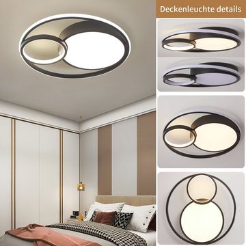 style home LED Deckenleuchte Deckenlampe, 55W, Voll dimmbar mit Fernbedienung, Schwarz, rund Leuchte für Wohnzimmer Schlafzimmer Küche Büro Ø50x8.5 cm