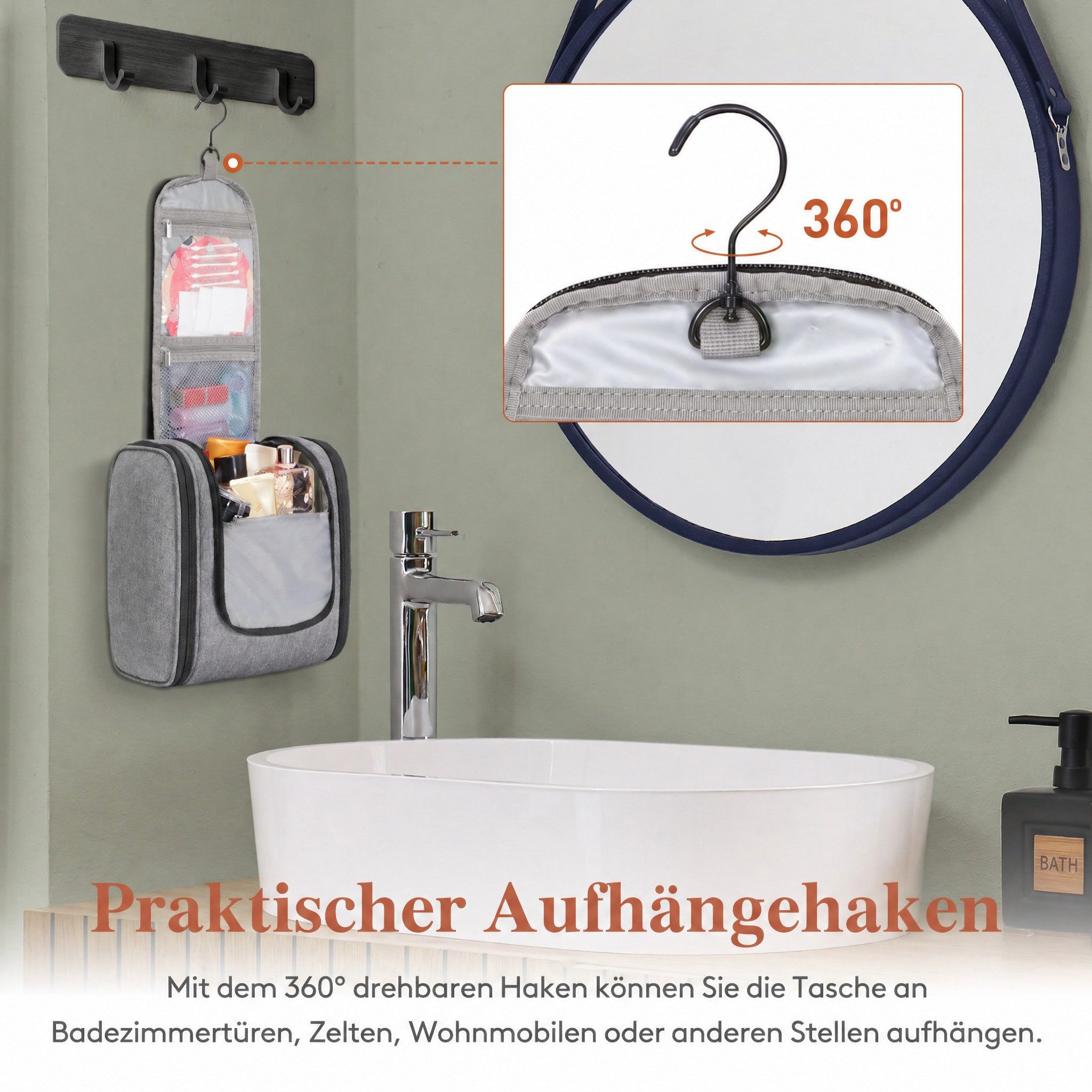 Lifewit Kulturbeutel Aufhängbarer wasserdichter Kulturbeutel mit Fächern für Reise & Bad.