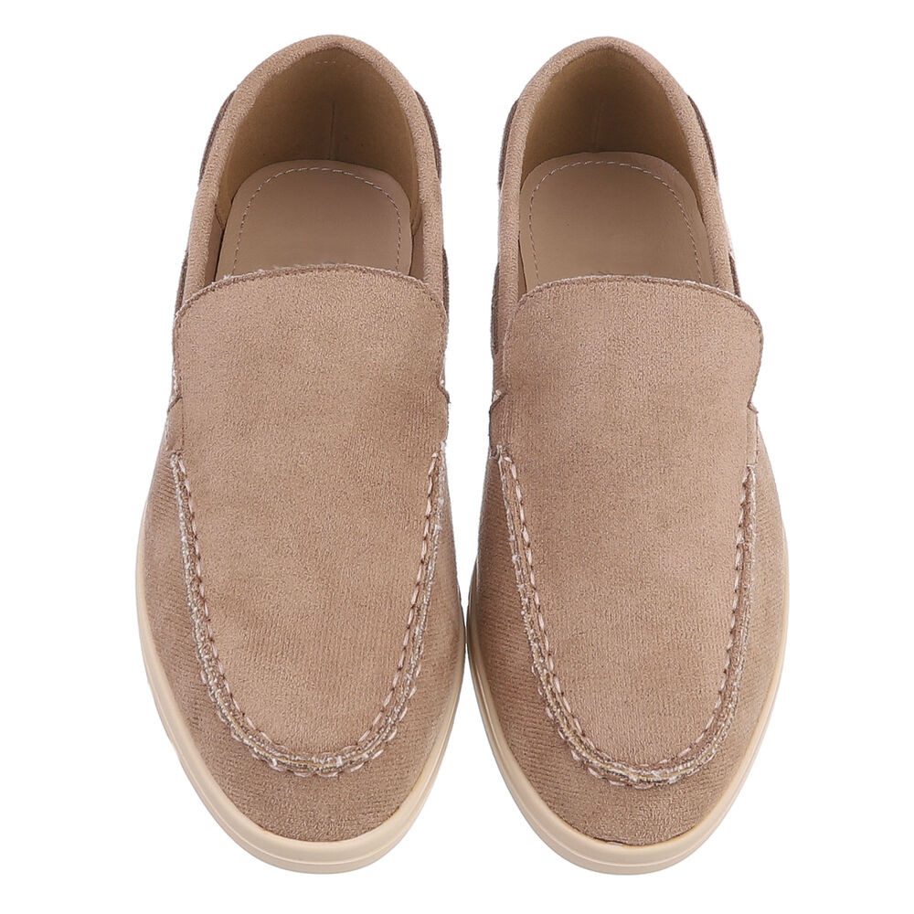 Ital-Design Eleganter Damen Slip-On Schuh mit hohem Tragekomfort Slipper (90927376) Blockabsatz Mokassins in Hellbraun