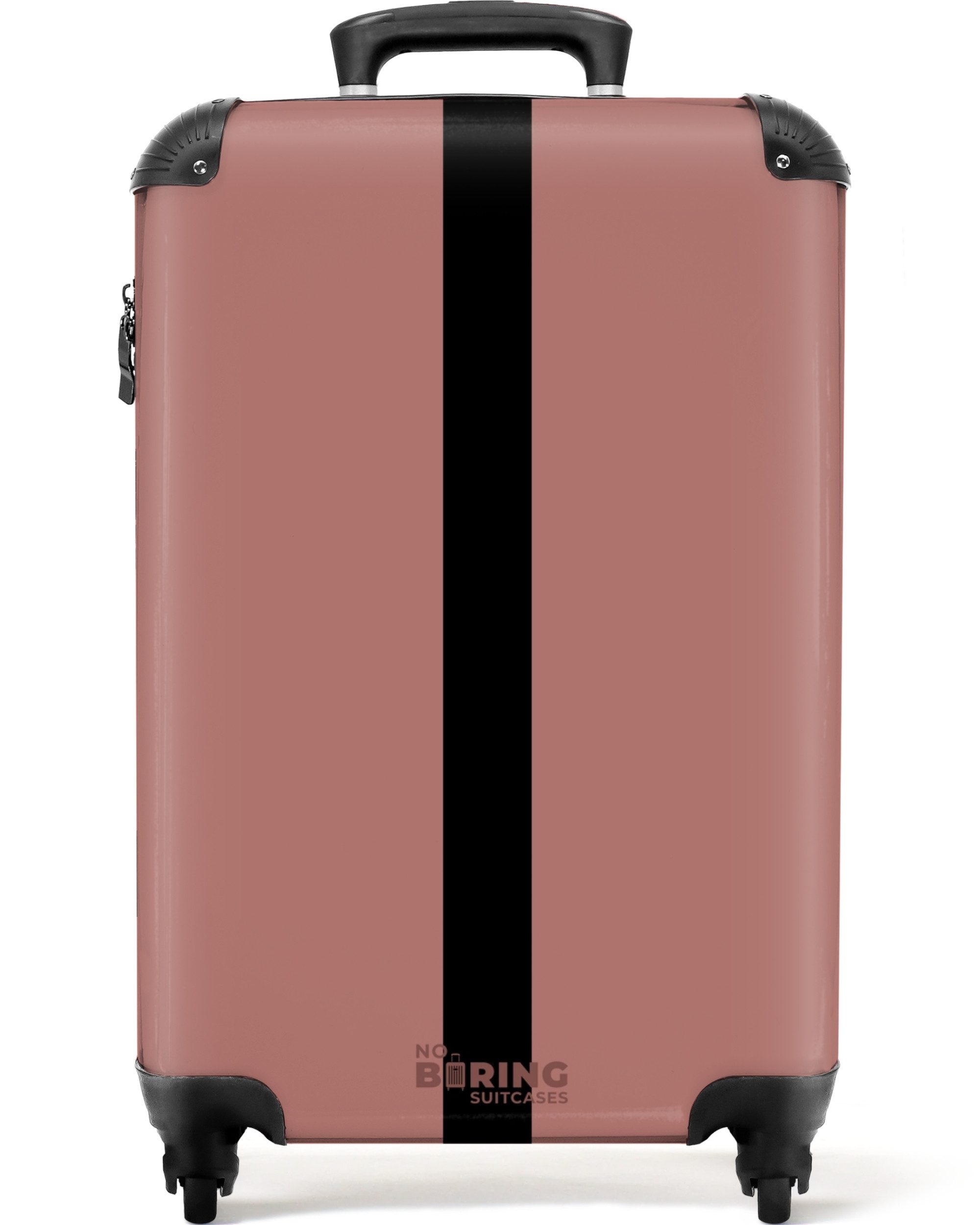 NoBoringSuitcases.com© Hartschalen-Trolley Rosa mit schwarzem Streifen günstig online kaufen