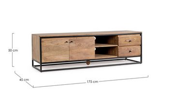 Natur24 Lowboard TV-Board Nartan 175 x 45 x 50 cm Holz und Stahl Lowoard