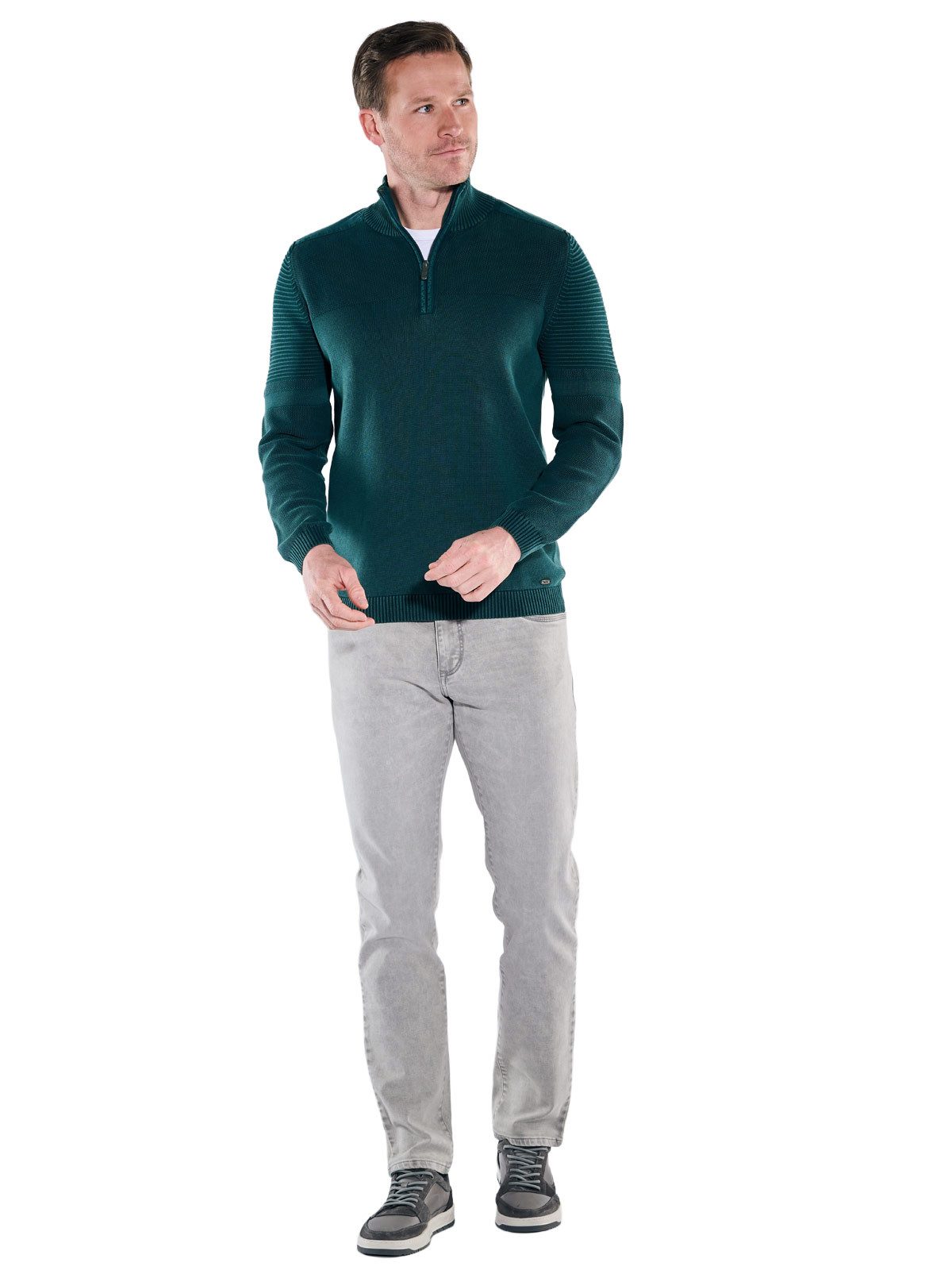 Engbers Stehkragenpullover Herren Pullover mit Polokragen, Petrolblau
