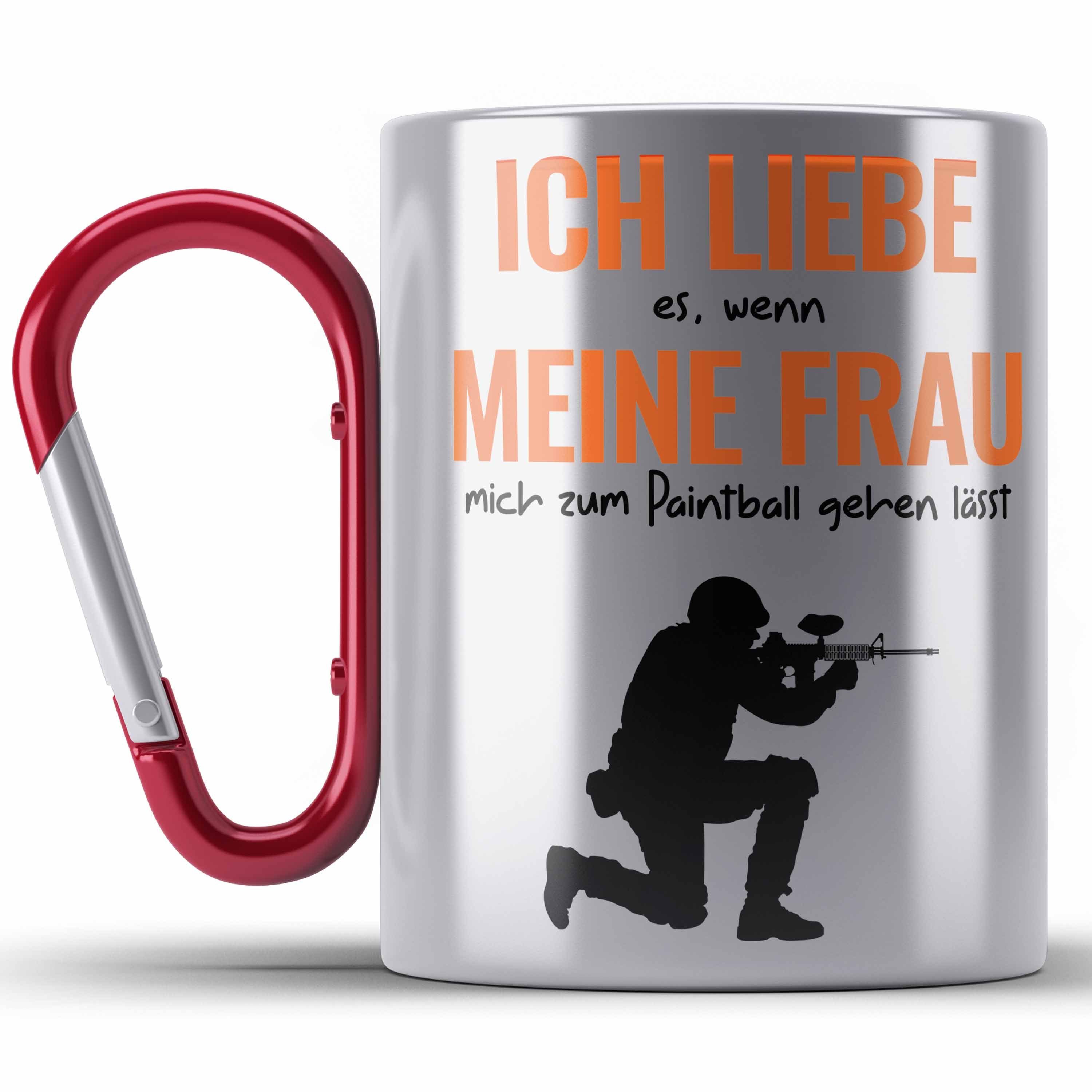 Geschenkide Thermotasse Männer Tasse Geschenk Edelstahl Rot Trendation Paintballspieler Paintball