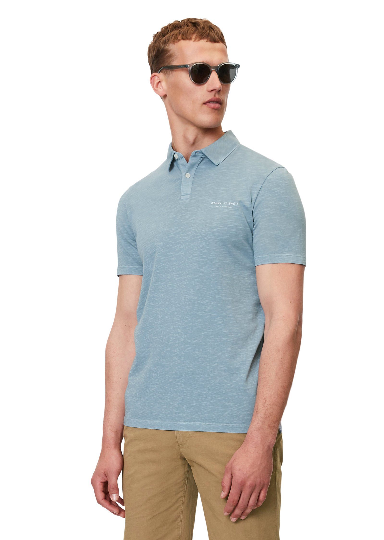 Marc O'Polo mittelblau hochwertiger Poloshirt Bio-Baumwolle aus