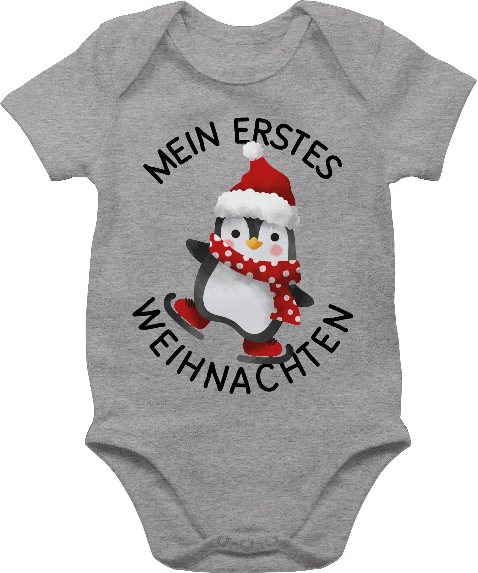 Shirtracer Shirtbody Mein erstes Weihnachten mit Pinguin - schwarz Weihnachten Kleidung Baby
