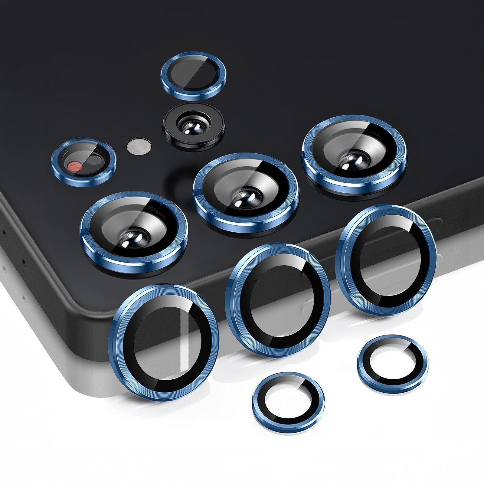 Tec-Expert Kameraschutzglas 9H Kameraglas Set in Titan-Blau für Samsung Galaxy S25 Ultra für Samsung Galaxy S25 Ultra, Linsenschutzglas Set, 1 Stück, Kameraschutz, Schutzglas, Linsenschutz, kratz- & stoßfest