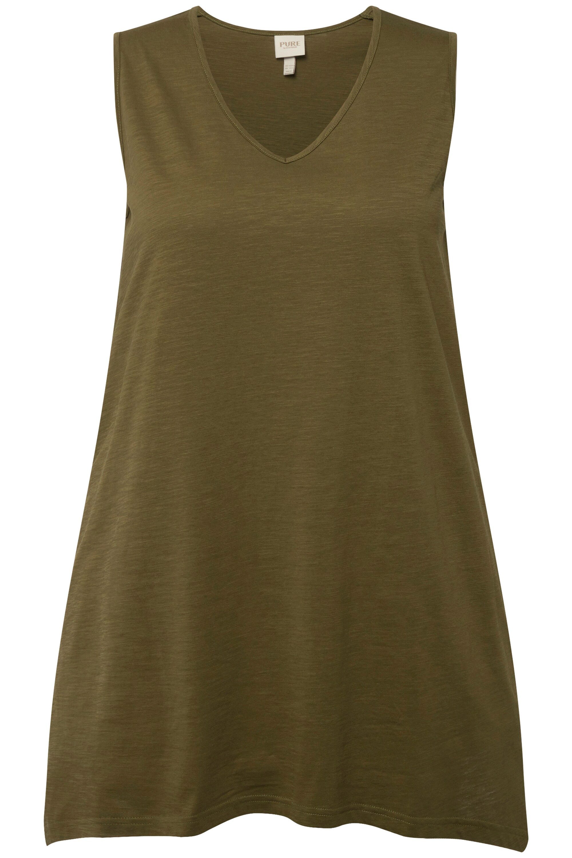 Ulla Popken Longshirt Longtop Zipfelsaum A-Linie V-Ausschnitt günstig online kaufen