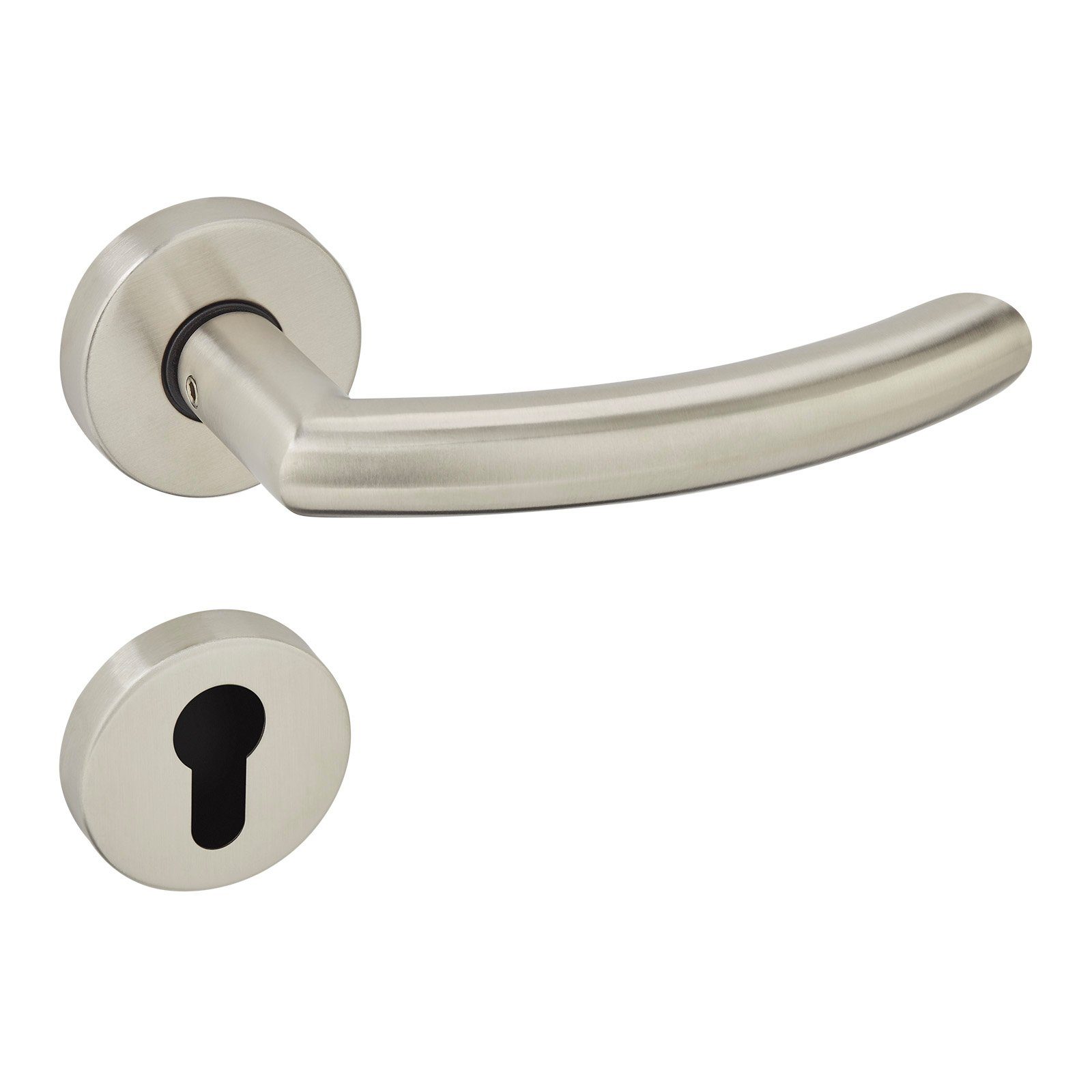 SO-TECH® Drückergarnitur Türdrücker LINUS Edelstahl gebürstet Rund Rosette, Profilzylinder Rosettengarnitur für Eingangstür