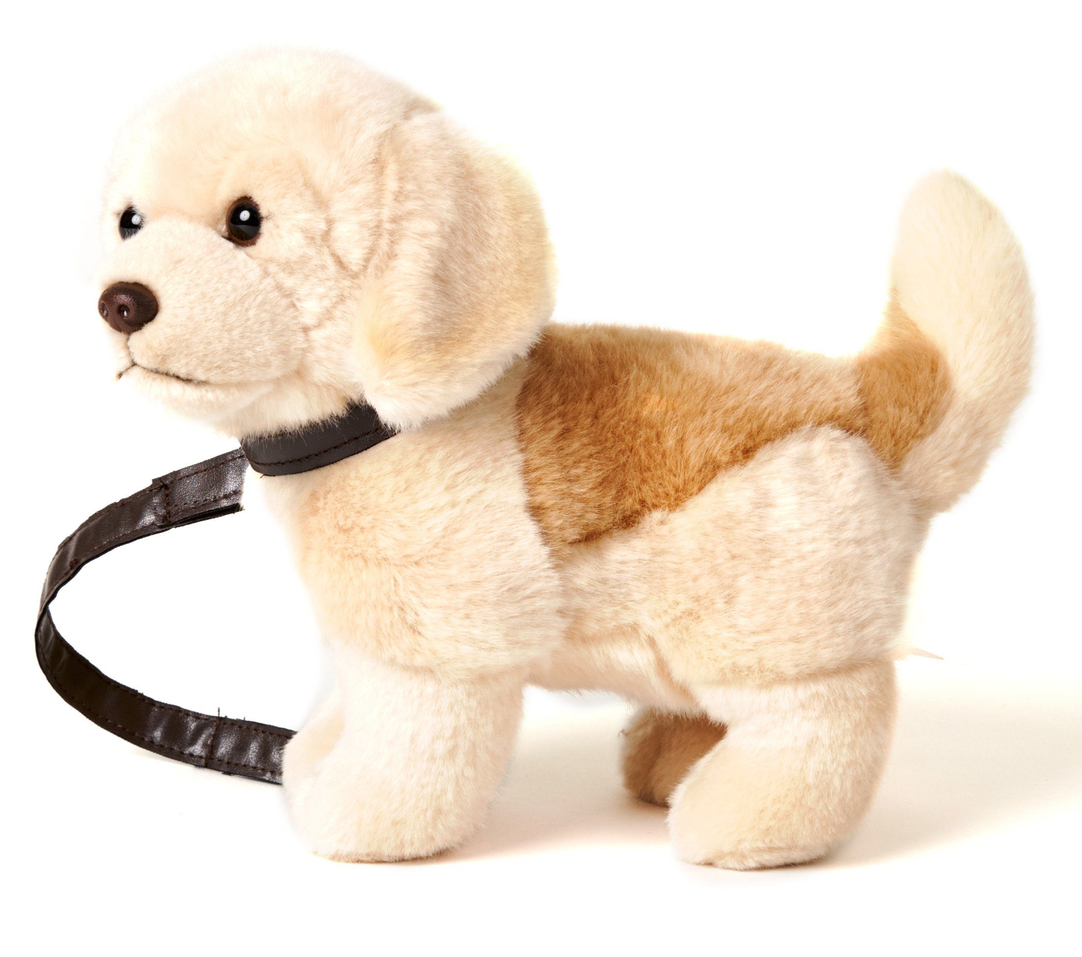 Uni-Toys Kuscheltier Golden Retriever mit Leine, stehend - 29 cm - Plüsch-Hund, Plüschtier, zu 100 % recyceltes Füllmaterial