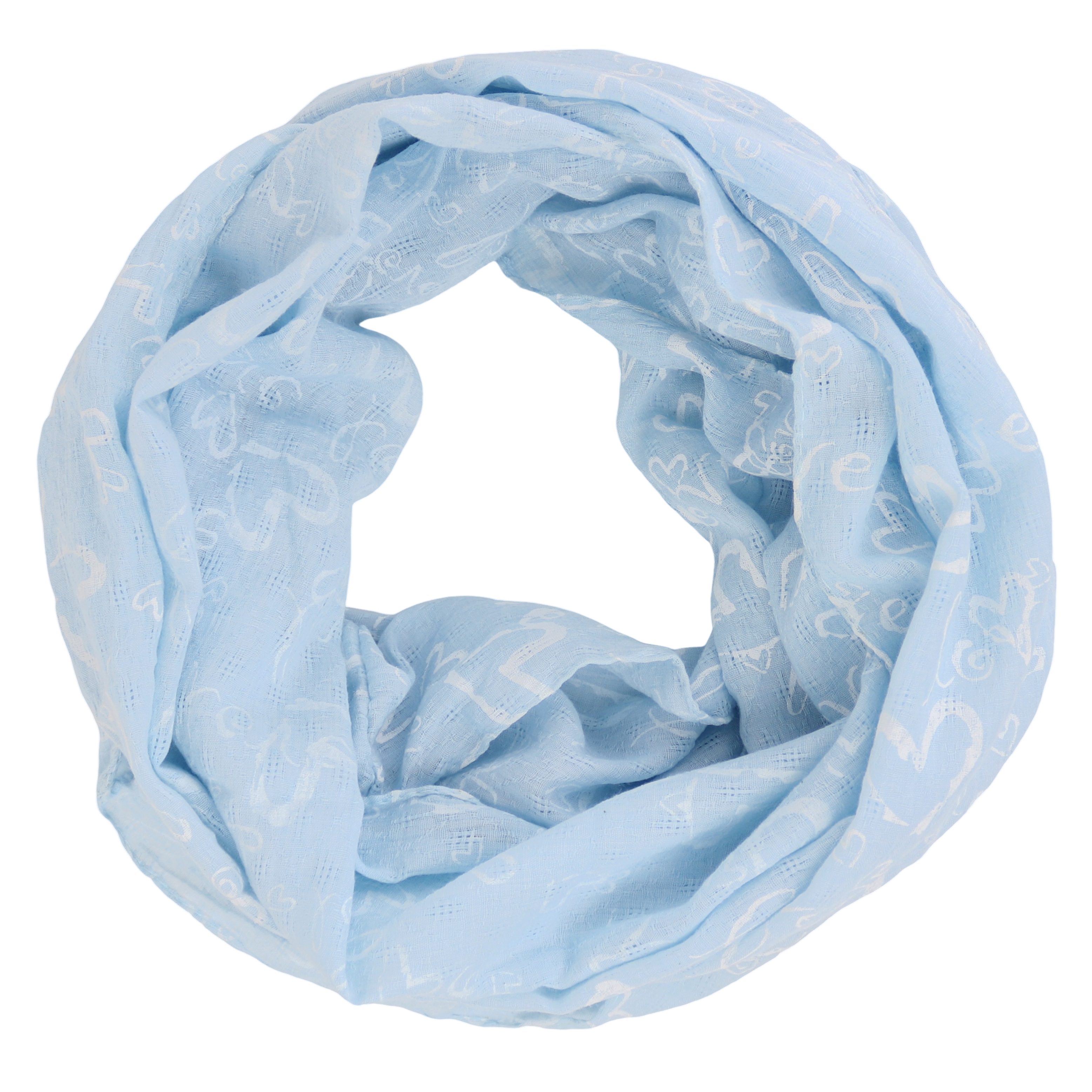 MIRROSI Loop Damen Schal mit Love Herz Muster Weich aus 100% Baumwolle, (ca. 160x44cm Zweimal um den Hals wickelbar, Loop-S), Damen Halstuch Stola ideal für Frühling,Sommer, Herbst