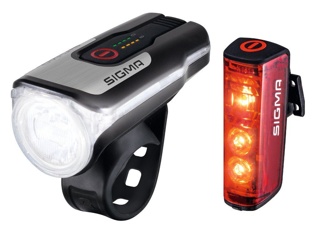 SIGMA SPORT Fahrradbeleuchtung Aura 80 Set Blaze 17860 Fahrradlampe LED Fahrradlicht STVZO Bremslicht