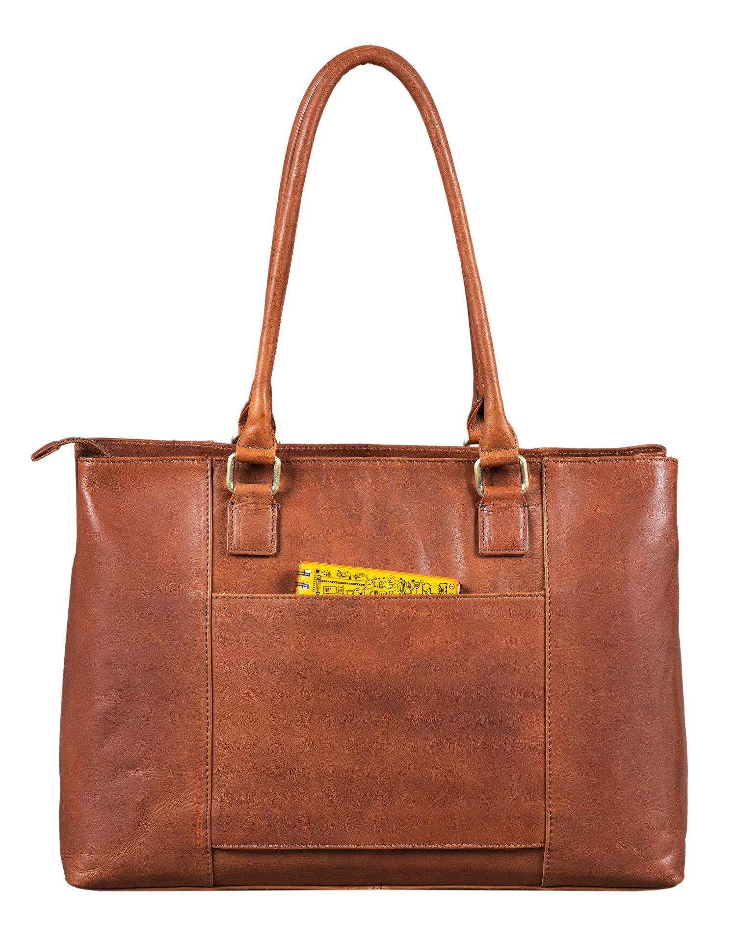 Benthill Henkeltasche Damen Echt Leder Tasche Große Handtasche vielen Fächern Schultertasche, Reißverschlussfach – Bild 5 von 5