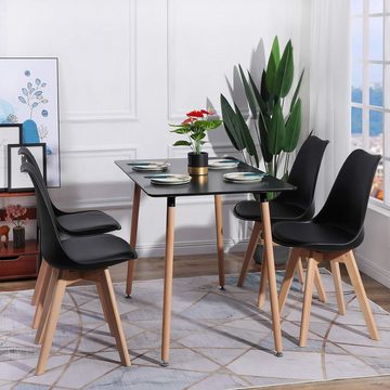 Fruyyzl Esszimmerstuhl Küchenstuhl Schalenstuhl Skandinavische Stühle für die Kaffeeküche (4 St), Moderne Stuhl aus PU-Leder mit Buchenbeinen
