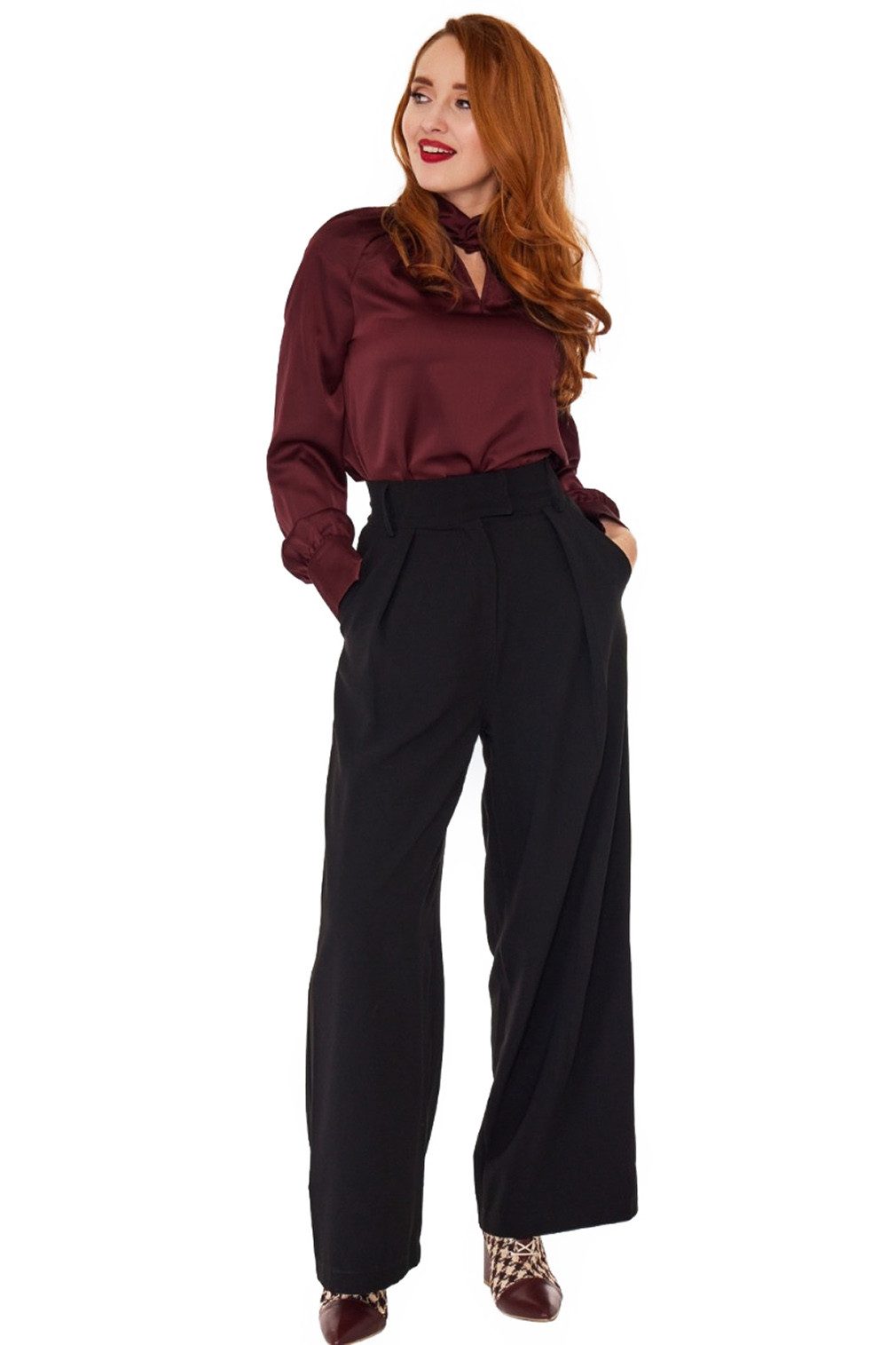 Voodoo Vixen Marlene-Hose Black Pleated Trousers günstig online kaufen