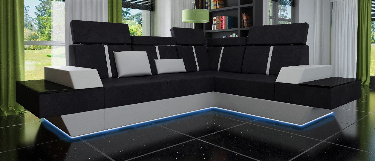 Xlmoebel Ecksofa Maßgefertigte Wohnlandschaft mit USB-Anschluss und Stoffbezug, Hergestellt in Europa