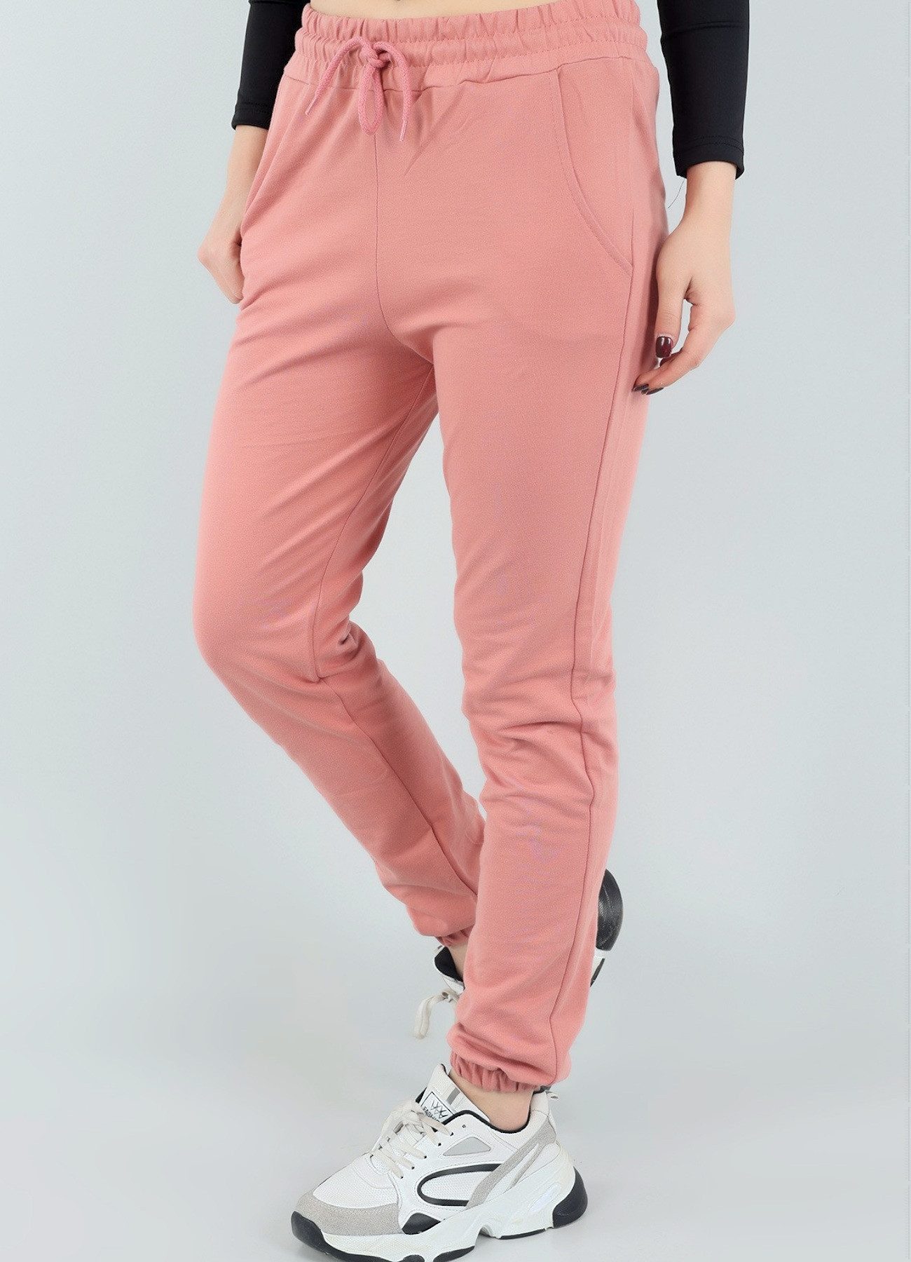 fashionshowcase Джоггеры Damen Sport Hose mit hohem Bund elastischem Tunnelzug und Taschen