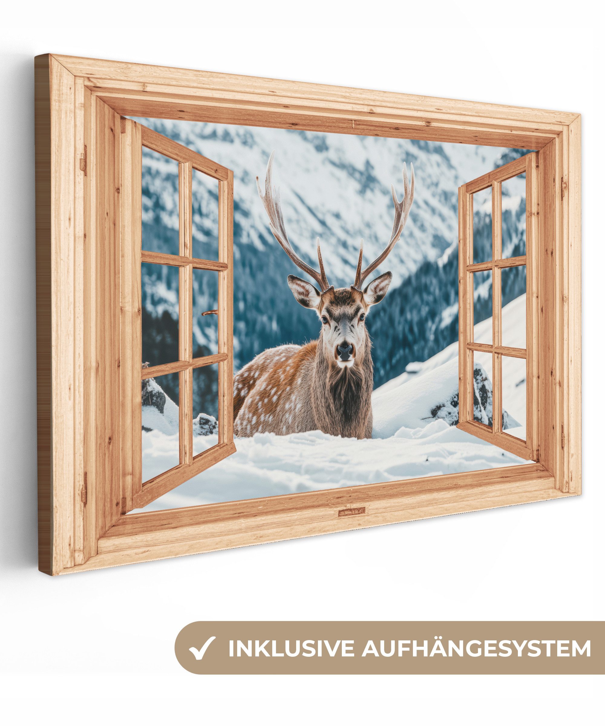 OneMillionCanvasses® Leinwandbild Durchblick - Hirsche - günstig online kaufen
