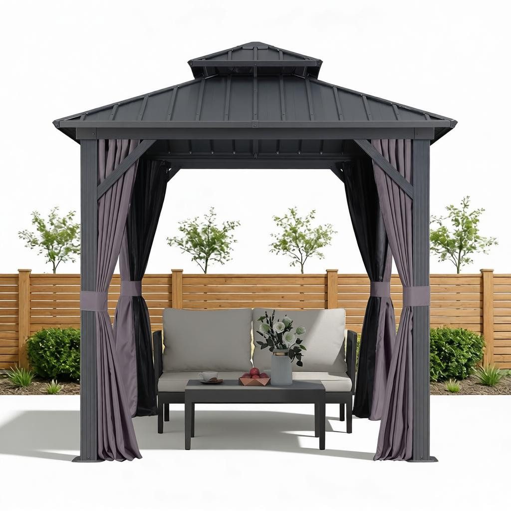PURPLE LEAF Pavillon Günstiger Gartenpavillon, (1 Pavillon, mit Vorhängen und Moskitonetz), Wasserdicht, UV-beständig, Privatsphärenschutz