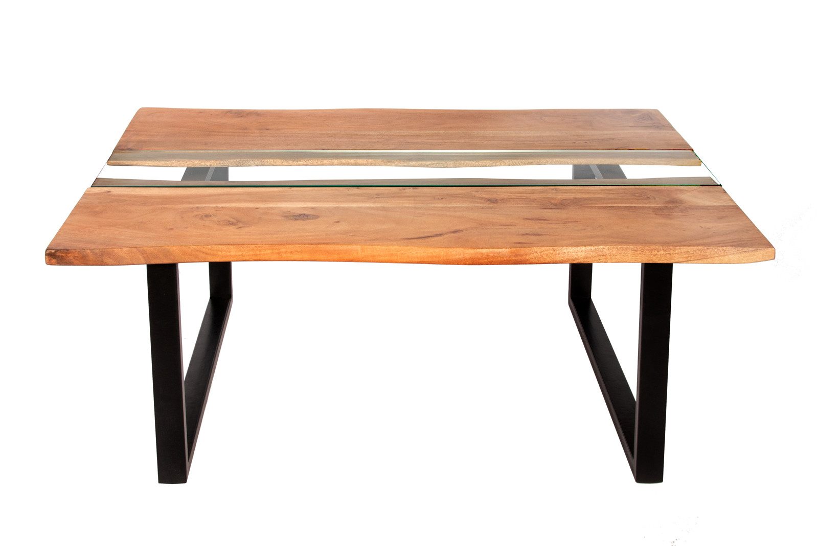SAM® Couchtisch Carlos, natürliche Baumkante, massives Akazienholz, mit Glaseinsatz