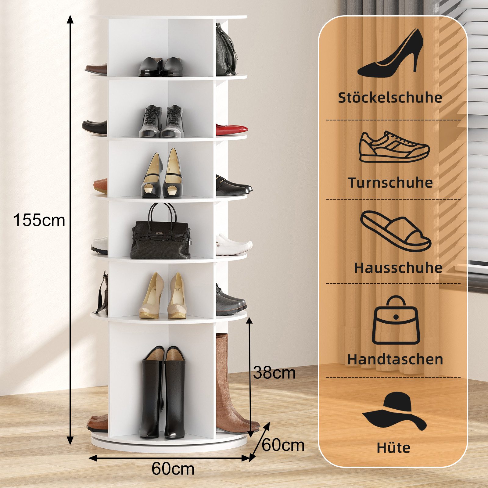 TWSOUL Schuhschrank 360 Grad drehbarer Schuhregal, Schuhregal,  Siebte Etag günstig online kaufen