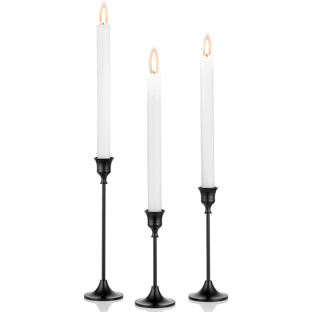 Agger Kerzenständer 3 Stück Dekorativer Vintage-Kerzenhalter, für Stabkerze Spitzkerzen Hochzeit Party Weihnachten Tischdeko