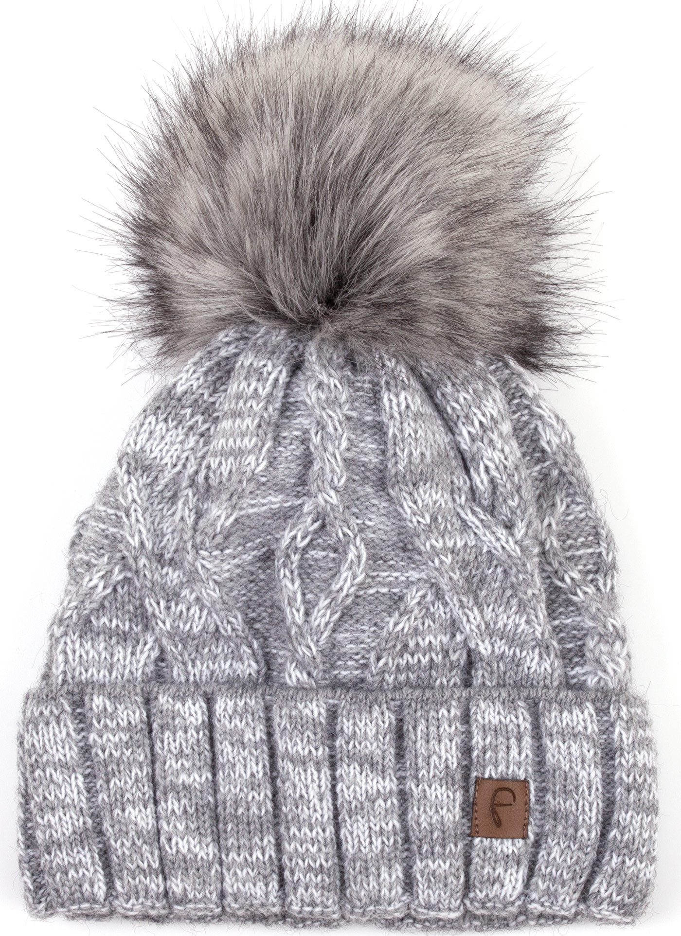 Faera Bommelmütze Wintermütze Damen Herren Mütze Beanie Haube gefüttert Bommelmütze