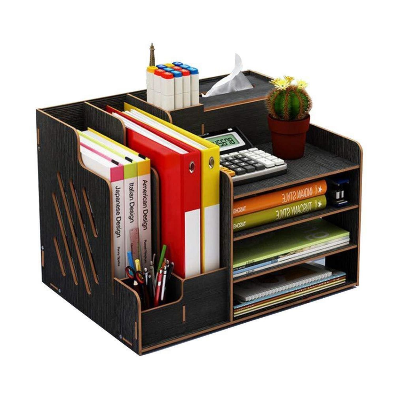 LuxusKollektion Organizer Schreibtisch-Organizer Holz gross A4 blau