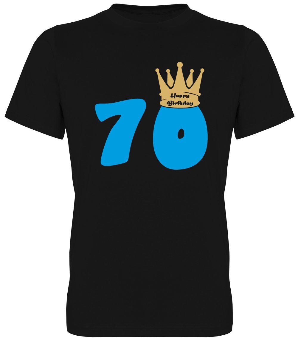 Ggraphics TShirt 70 Happy Birthday mit Krone Herren TShirt, mit