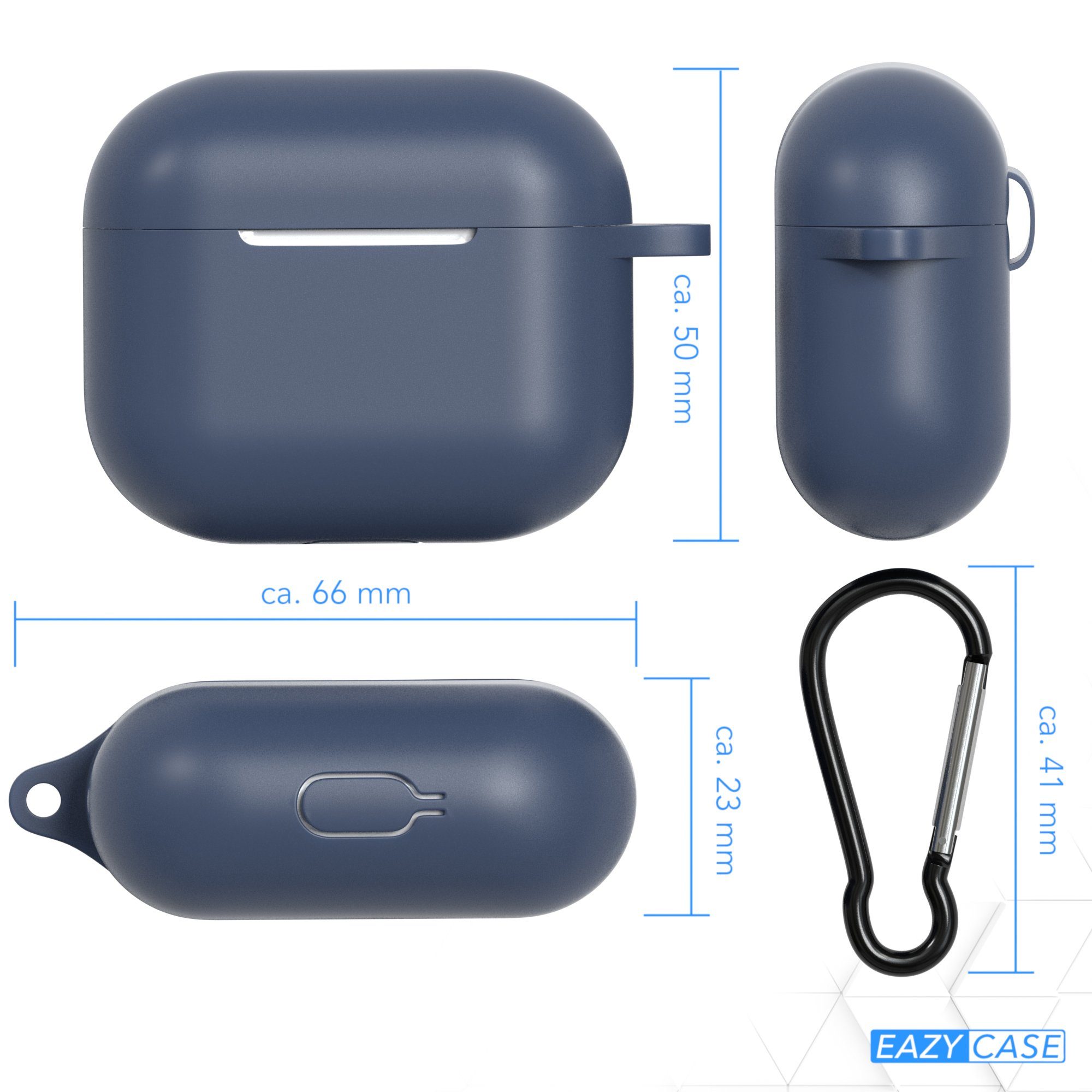 EAZY CASE Kopfhörer-Schutzhülle Silikon Hülle kompatibel mit Apple AirPods 3, Qi-Charging möglich Stoßfest Fullcover Schutzhülle Hülle Box Hülle