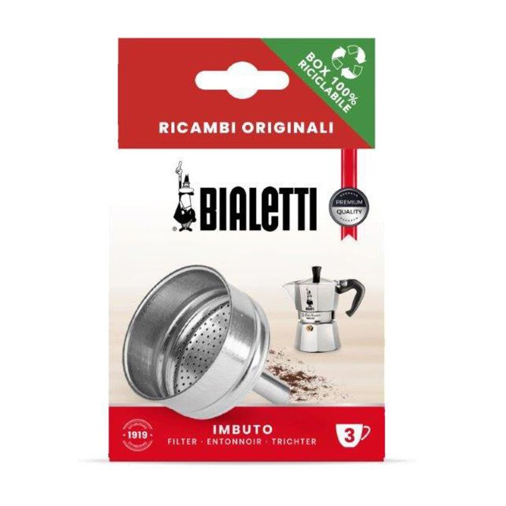 BIALETTI Espressokocher, Ersatz-Kaffeetrichter aus Aluminium, geeignet für Moka Express, Kaffeetrichter für Espressokocher, Rainbow, Fiammetta 3 Tassen, Kaffee-Dosierring, silber