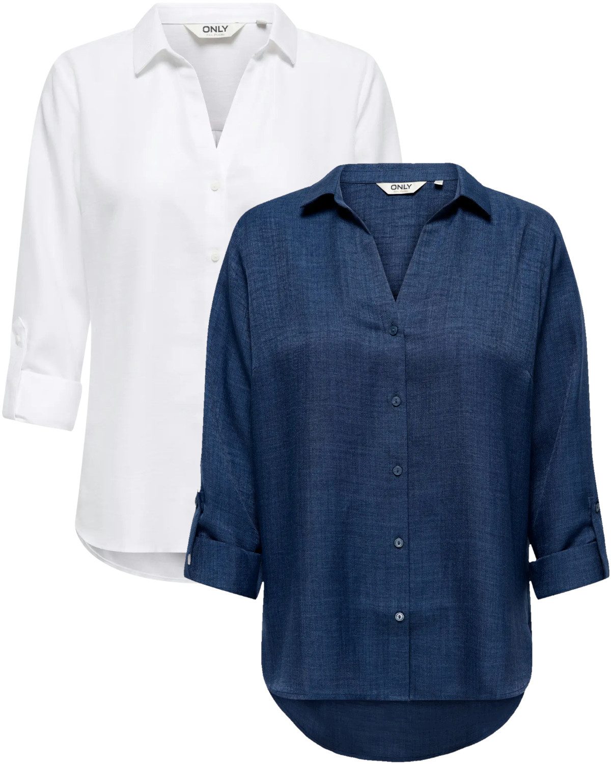 ONLY Langarmhemd (2er-Pack) Longsleeve Bluse mit trendigen Umschlagärmeln günstig online kaufen