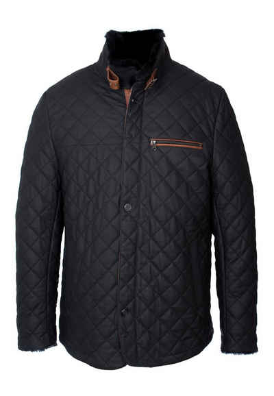 Lolus Lederjacke Leno Lammfell Schwarz Braun Hochwertige Winter Echtleder Steppjacke mit weichem Lammfell Futter