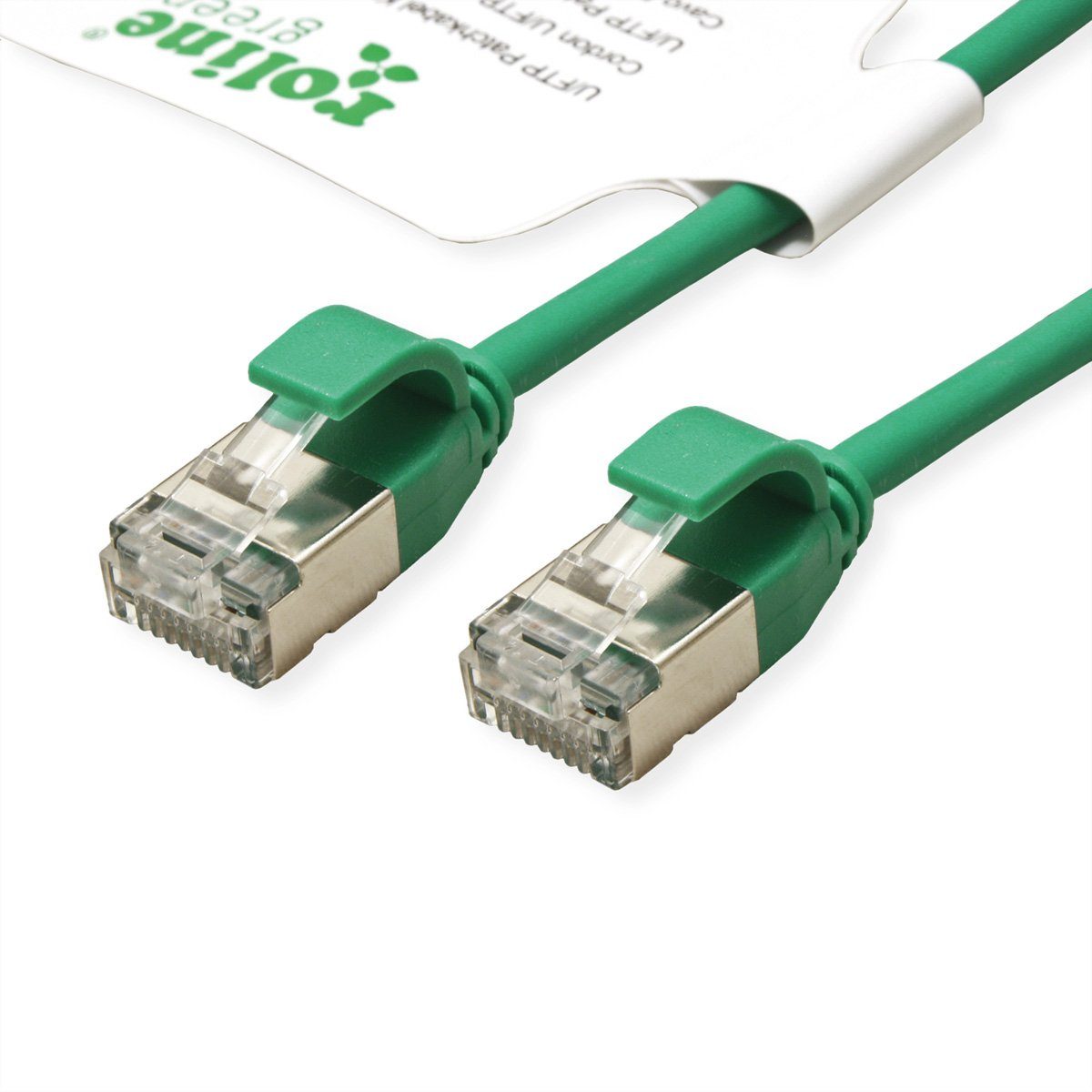 ROLINE GREEN U/FTP Patchkabel Cat.6A (Class EA) LAN-Kabel, RJ-45 Männlich (Stecker), RJ-45 Männlich (Stecker) (15.0 cm), LSOH, slim