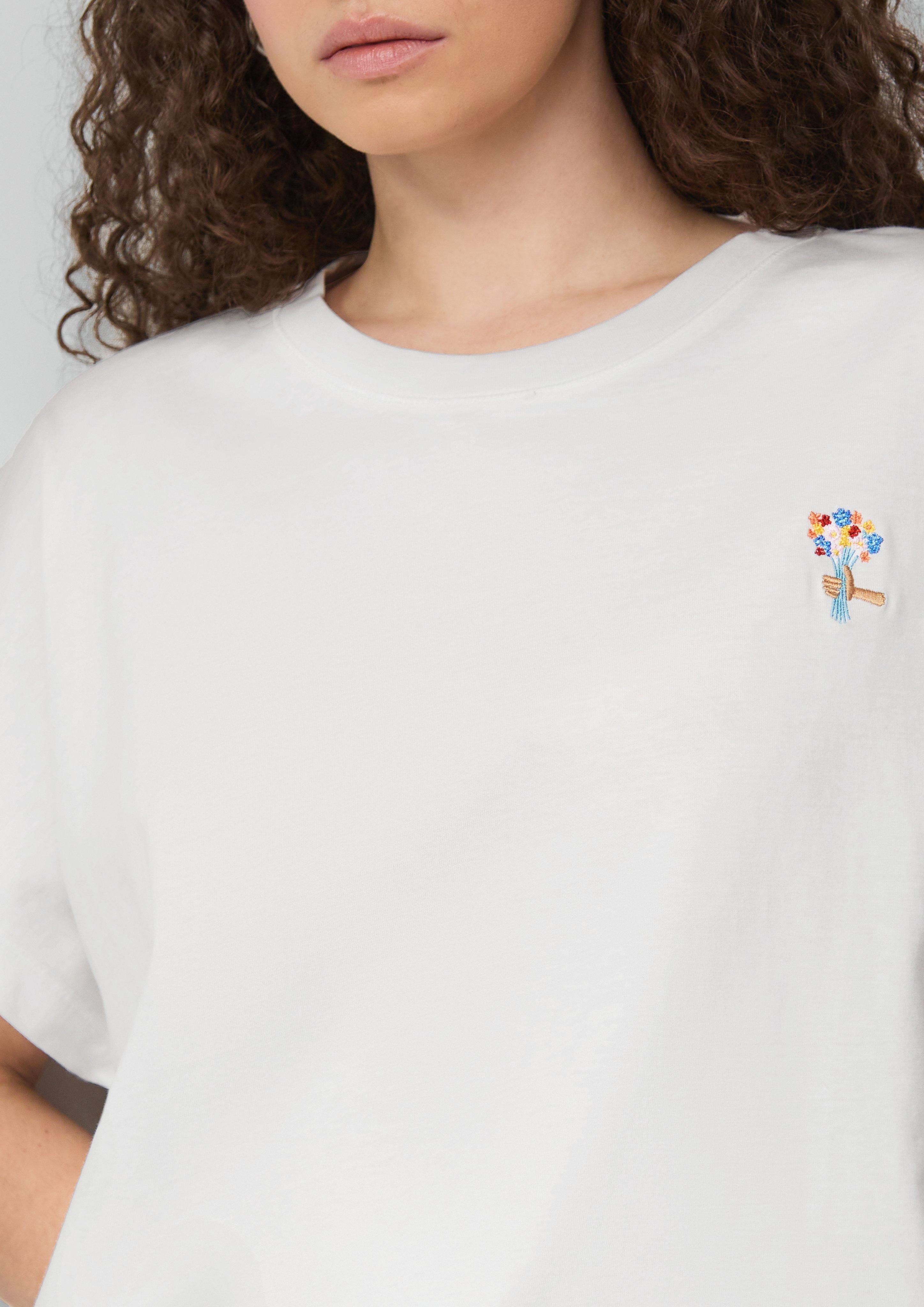 QS Kurzarmshirt lässiges Shirt mit angeschnittener günstig online kaufen