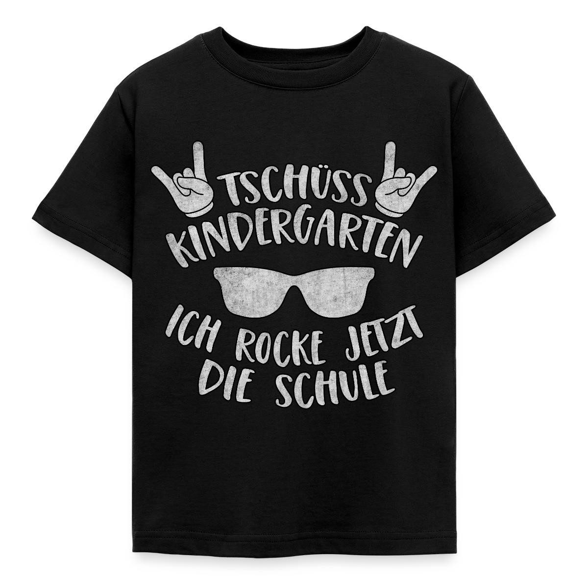 T-Shirt Einschulung Schulkind Tschüss Kindergarten Rocke Schule Kinder T-Shirt