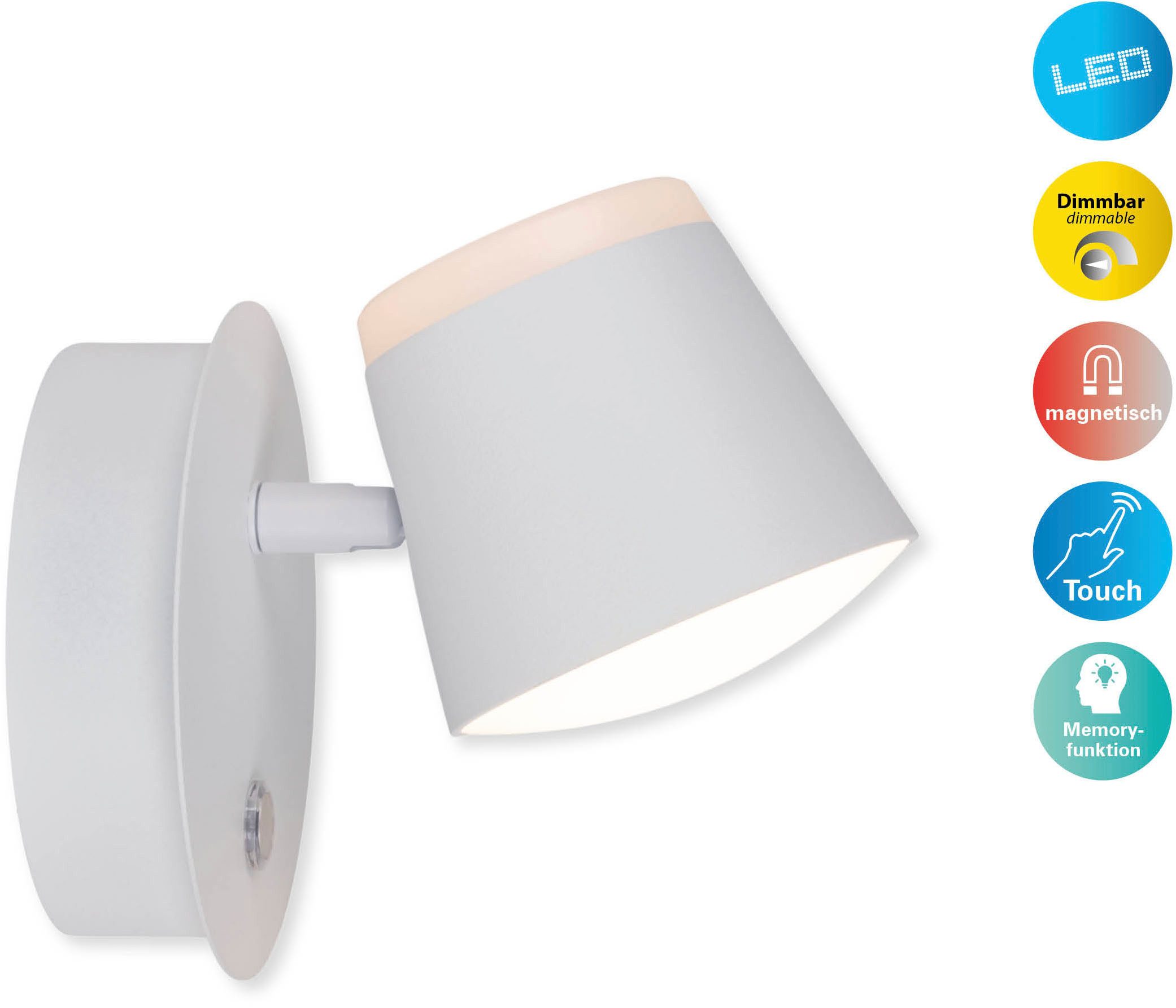 näve LED Wandleuchte Tondo, Dimmfunktion, Memoryfunktion, günstig online kaufen