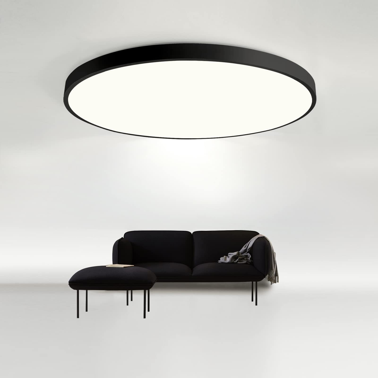 JDONG LED Deckenleuchte Flach Rund Schwarz Deckenlampe, LED fest integriert, Tageslichtweiß, Modern Natürliches Weiß 4000K Lampe