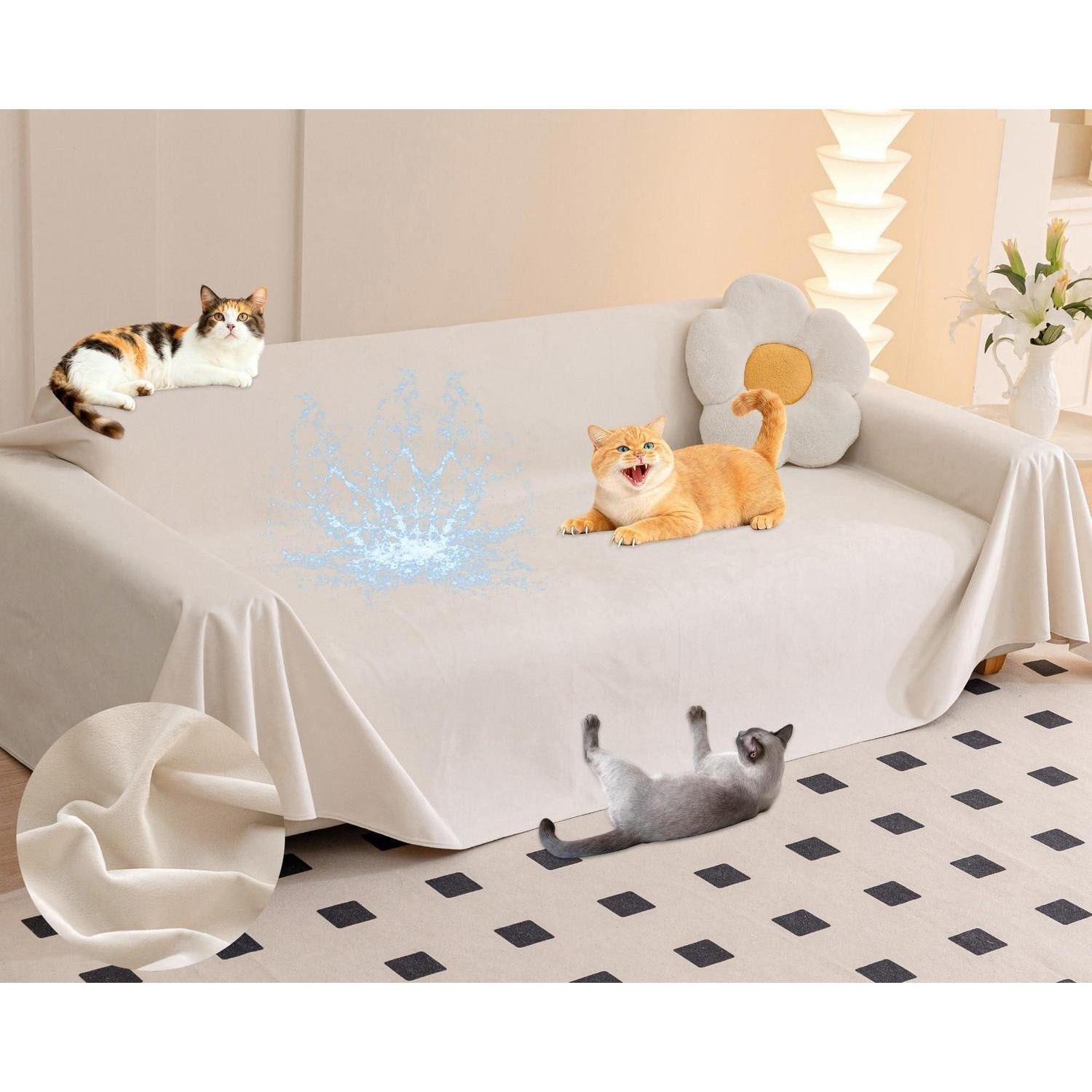 LuxusKollektion Sofabezug Sofabezug Kratzfest Wasserdicht Beige