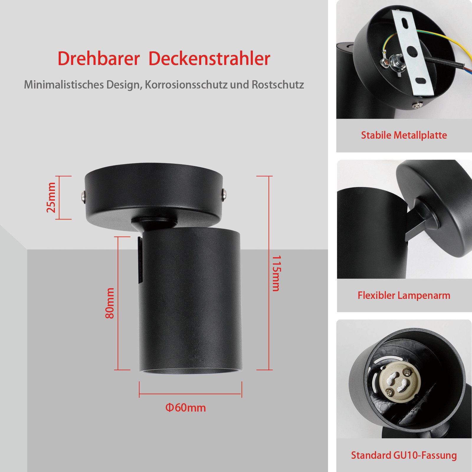 Zedelmaier Deckenstrahler Deckenspots Deckenleuchte max.7W, GU10, günstig online kaufen