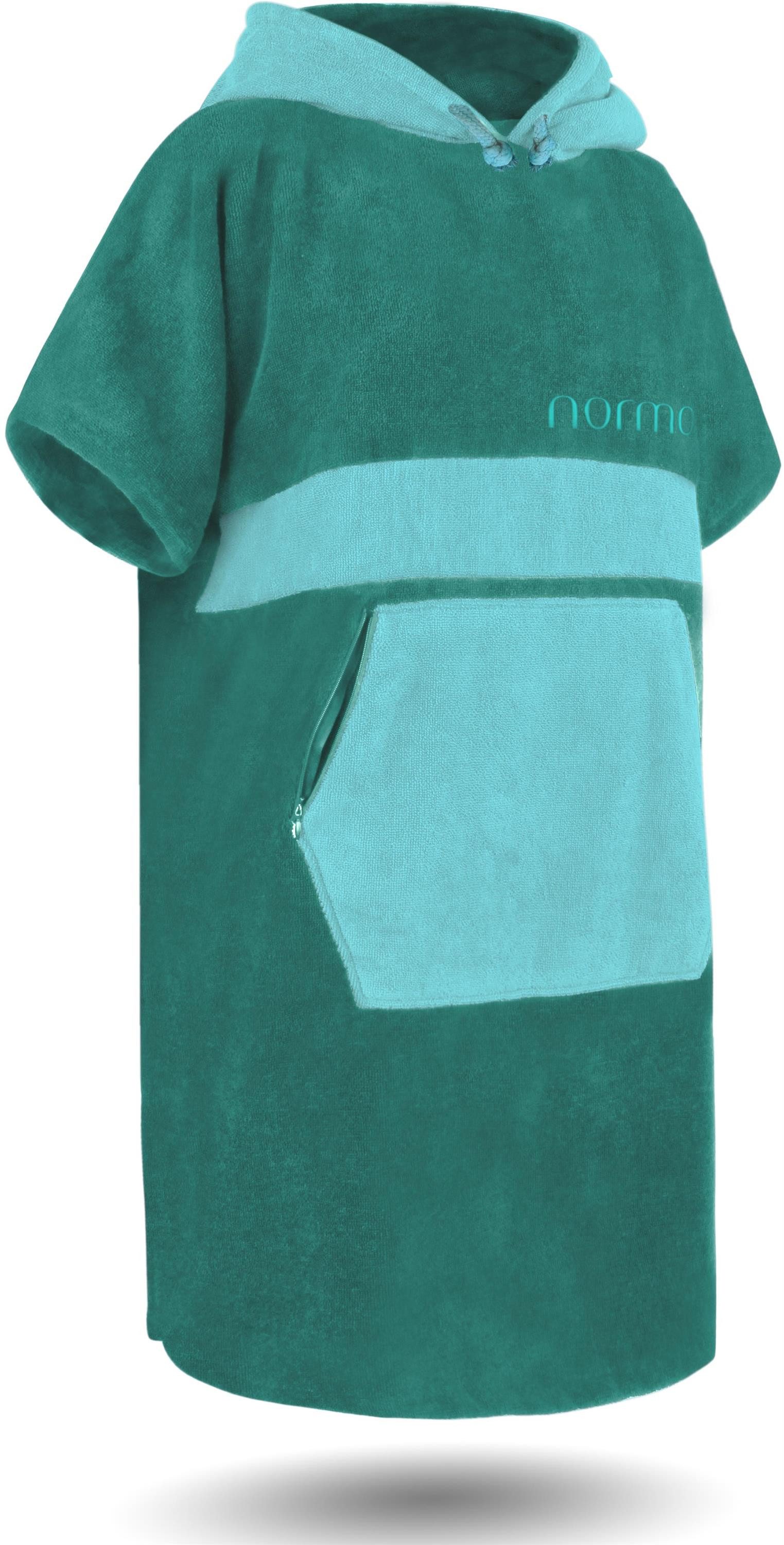 normani Badeponcho Bademantel Surfer Poncho, Midilänge, Baumwolle, Kapuze, Schlupf, Badeponcho aus 100 % saugstarker Baumwolle – Bild 2 von 5