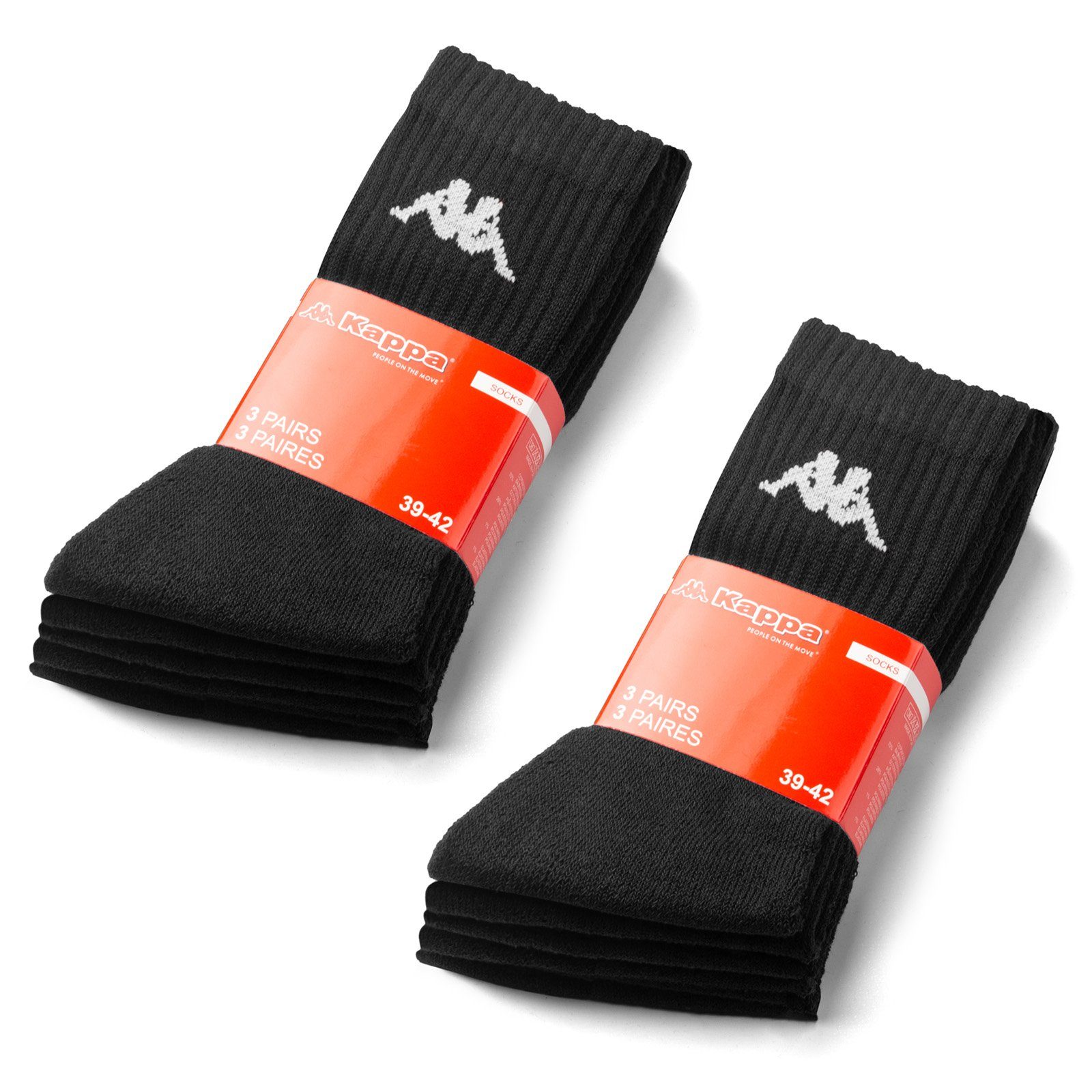 sockenkauf24 Sportsocken 6 oder 12 Paar KAPPA Socken Herren & Damen Sportsocken (Schwarz, 6-Paar, 47-49) Arbeitssocken Baumwolle WP
