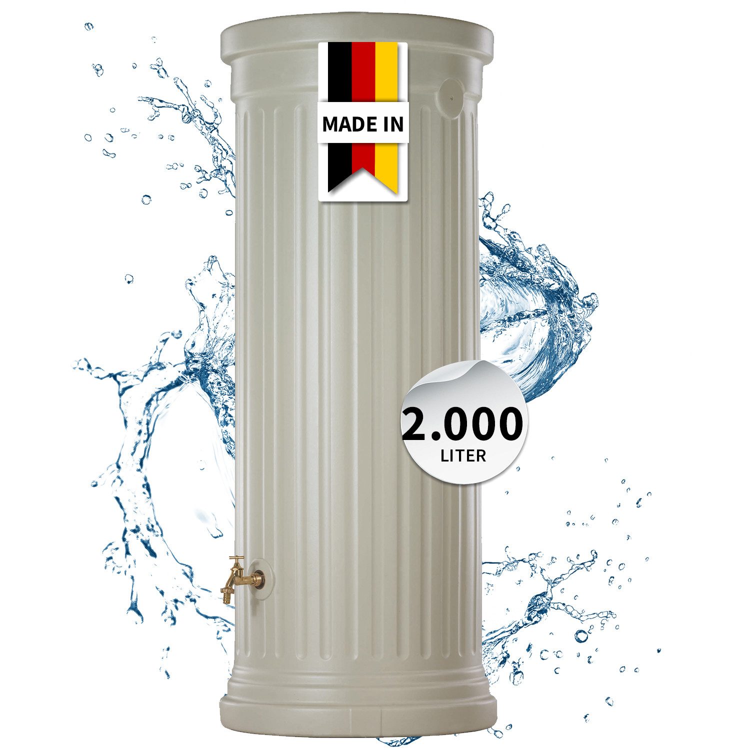 GARANTIA Regentonne Säulentank 2000 Liter sandbeige