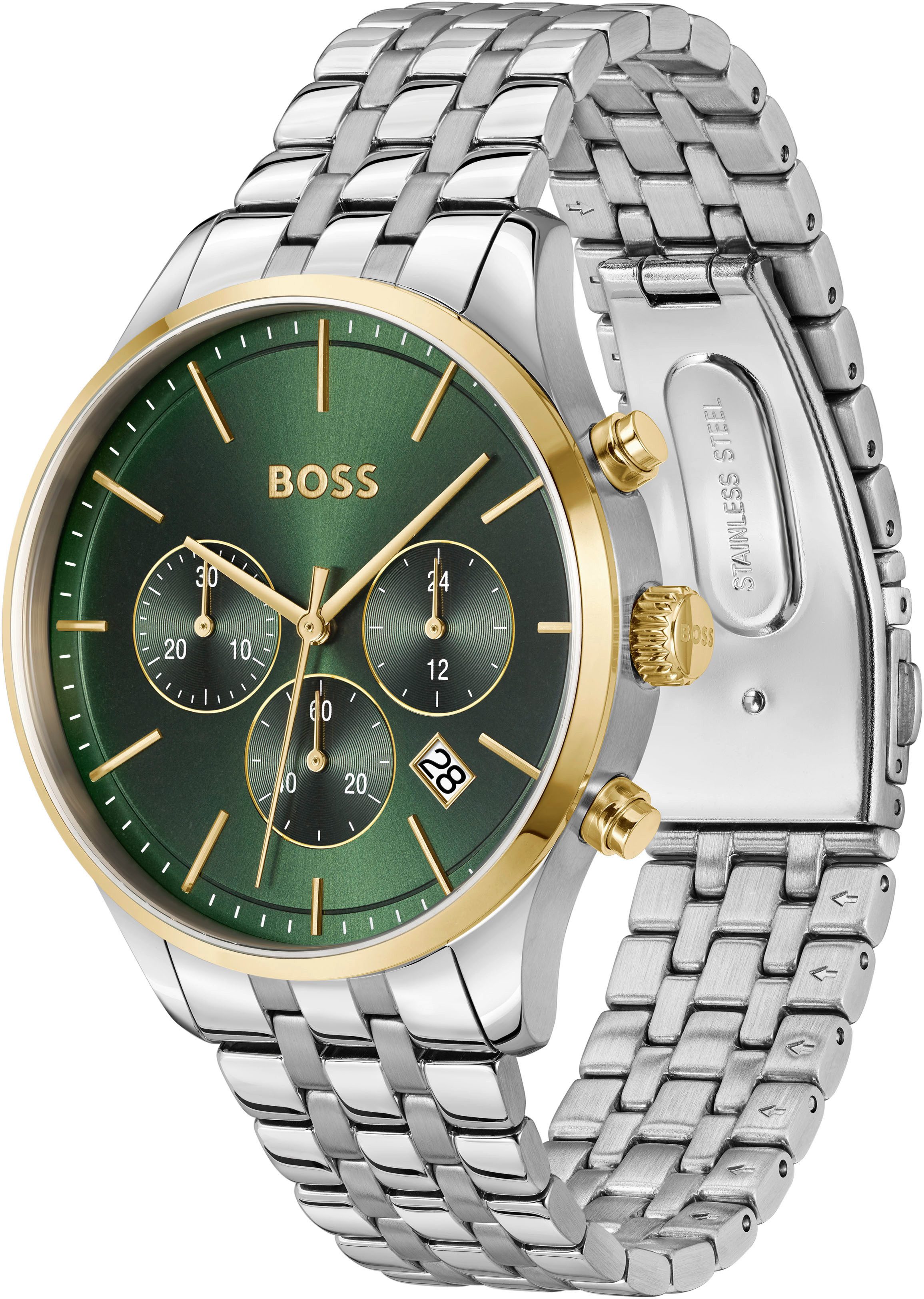 BOSS Chronograph AVERY 1514159, Quarzuhr, Herrenuhr, Armbanduhr, Stoppfunktion, Edelstahlarmband